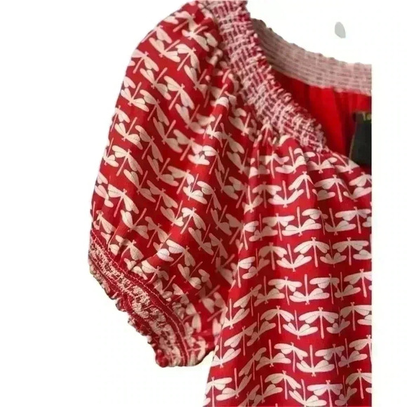Taylor Dragonfly Print Dress Size 6 white and red color - Picture 8 of 14